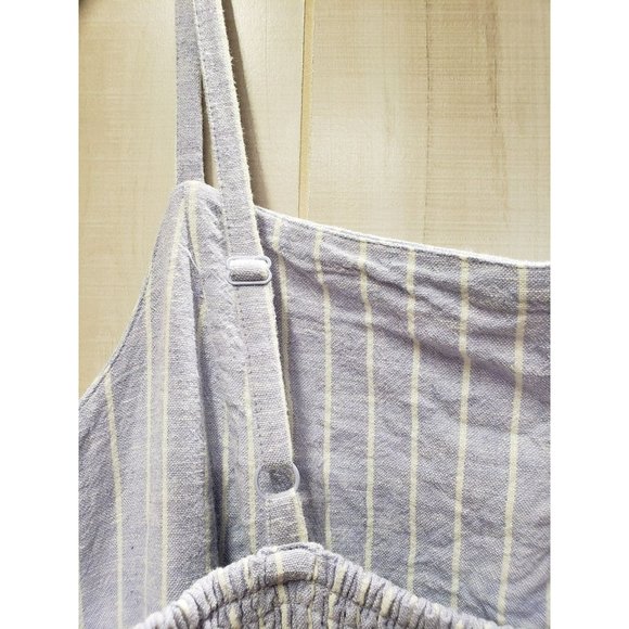 Old Navy Linen Blend Jumpsuit 2X Blue White Stripe Square Neck, Spaghetti Straps - Picture 7 of 11